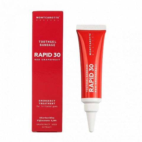 Зубной гель-бандаж Montcarotte RAPID 30 Красный грейпфрут, хлоргексидин 0,3%, 30 мл - изображение 1