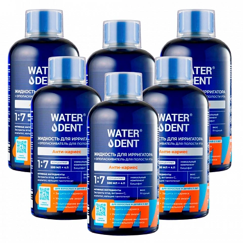 Набор жидкостей для ирригатора Waterdent Анти-кариес 12+, 6 шт - изображение 1
