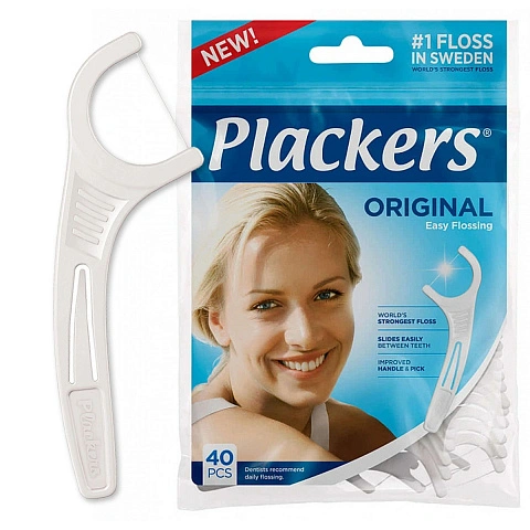 Межзубная нить с пластиковым держателем Plackers Original (38 шт.) - изображение 1