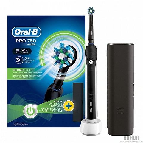 Электрическая зубная щетка Oral-B Pro 750 CrossAction Black D16.513.UX - изображение 1