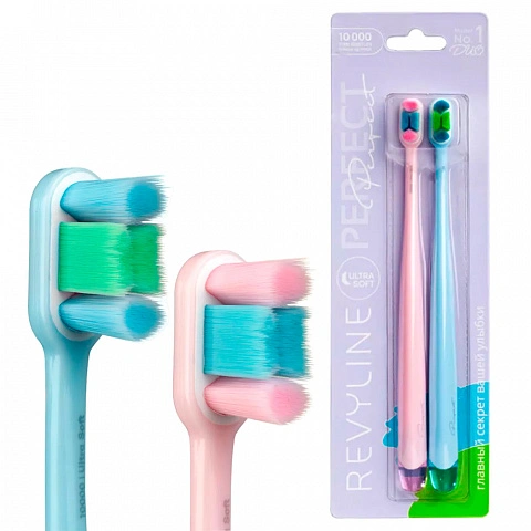 Набор зубных щёток Revyline Perfect 10000 DUO Розовая/Голубая - изображение 1
