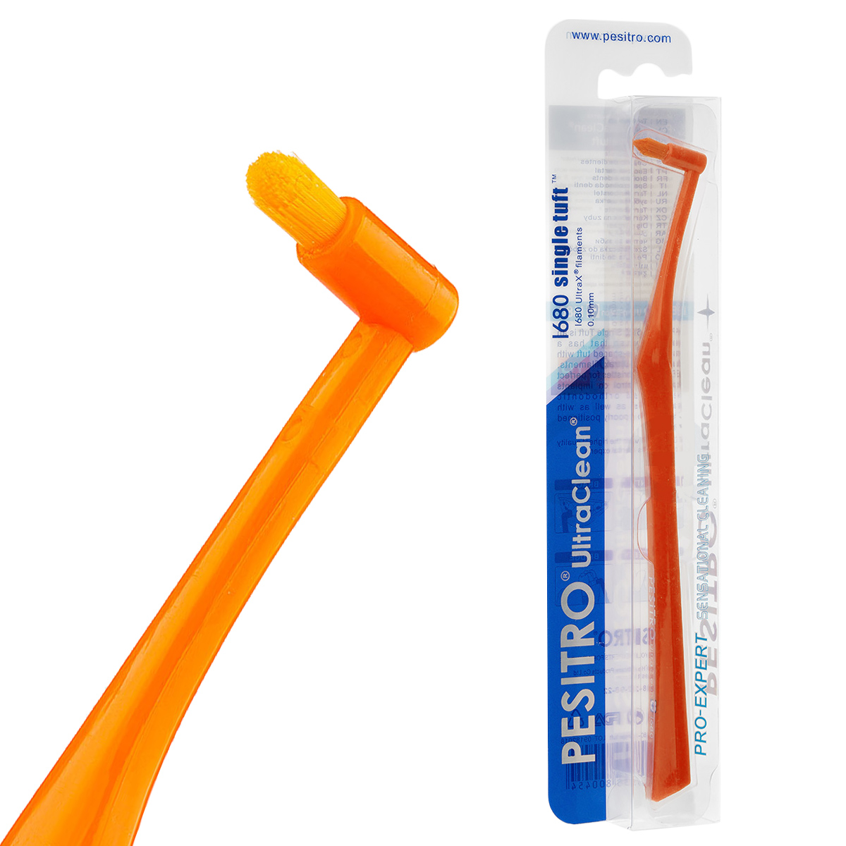 Зубная щетка PESITRO UltraClean Ultra Soft 1680 Single Tuft president зубная нить ultra flat для плотного зубного ряда и имплантов 20 м 16 мл мята оранжевый голубой