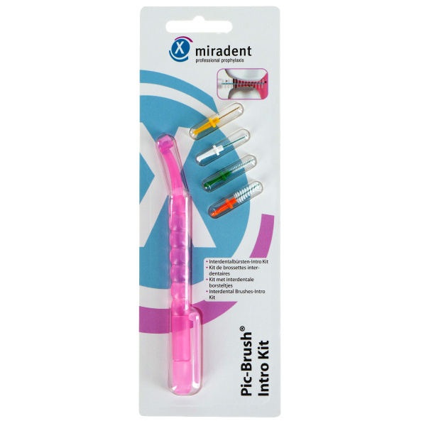 Межзубный ершик miradent miradent pic brush set pink ручка с одним ершиком для брекетов розовая