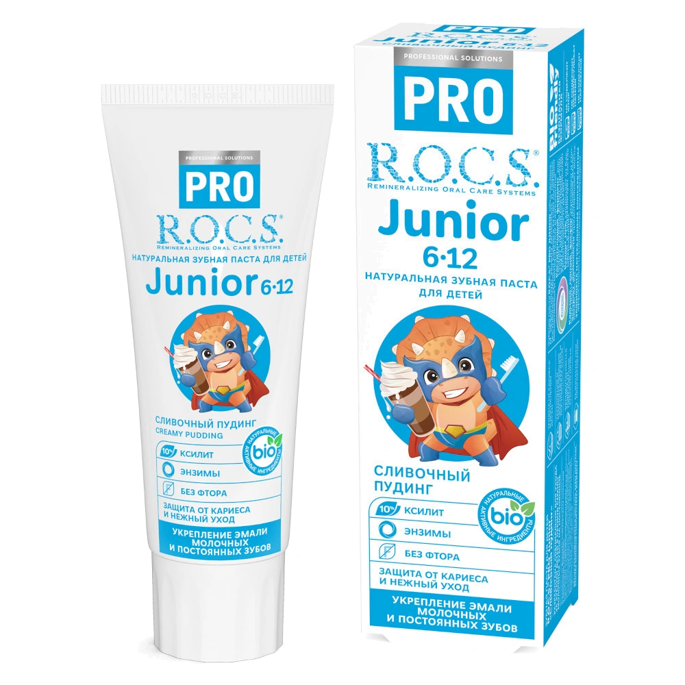 Зубная паста ROCS PRO Junior Сливочный пудинг rocs pro зубная паста junior сливочный пудинг 74 гр 2 шт