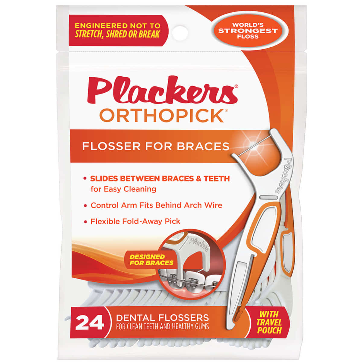 Зубная нить Plackers Orthopick