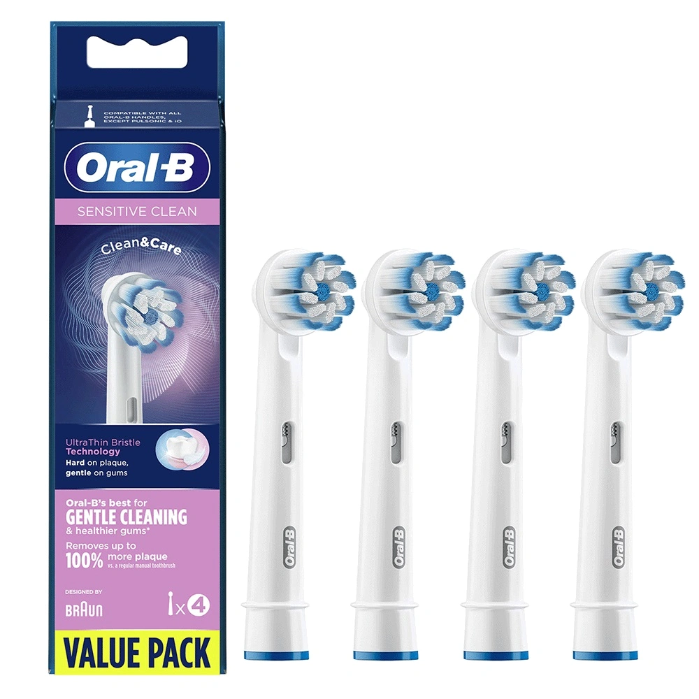 Комплект насадок Oral-B Sensitive Clean EB60-4 (4 шт.) насадки для чистки oral b sensitive clean 10 шт oral b