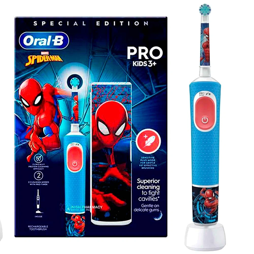 

Электрическая зубная щетка Oral-B, Красный, Vitality Kids D103 Spiderman + чехол