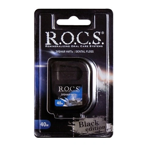 Зубная нить R.O.C.S. Black Edition (черная), 40 м - изображение 1