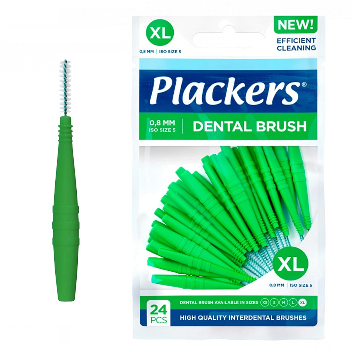 Межзубный ершик Plackers Dental Brush (0,8) зеленые