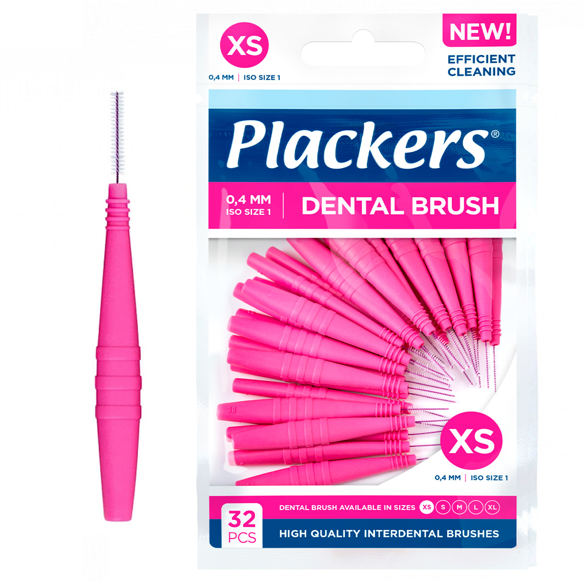 Межзубный ершик Plackers Dental Brush (0,4) розовые