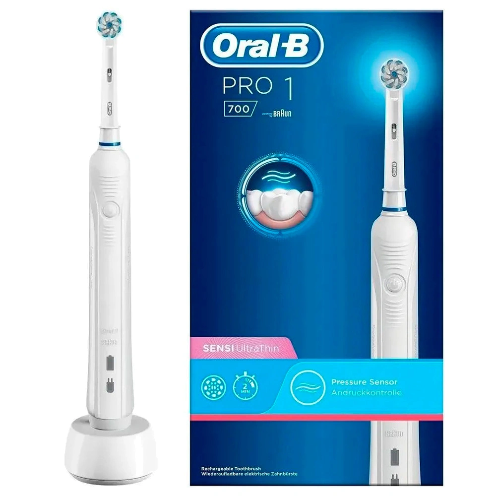 Электрическая зубная щетка Oral-B Pro 700 sensi clean электрическая зубная щетка oral b pro 700 sensi clean голубой белый