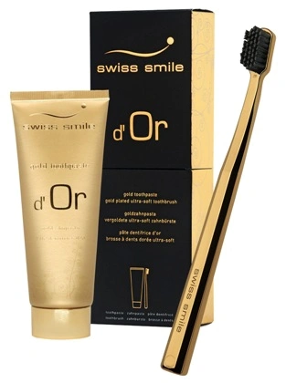 Swiss Smile D'Or Набор из золотого геля, 75 мл и позолоченной зубной щётки - изображение 1