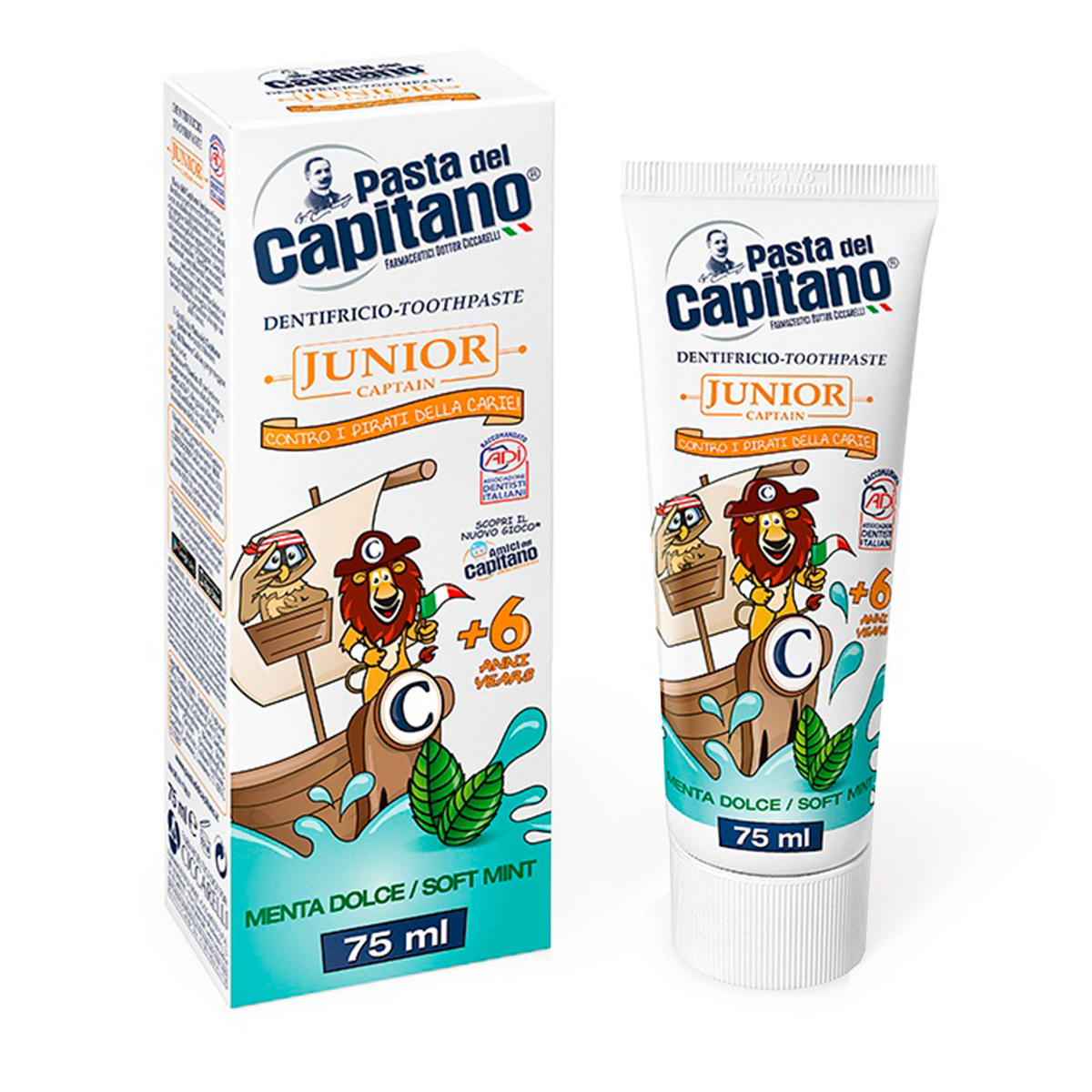 детская зубная паста pasta del capitano junior soft mint 6 75 мл Зубная паста Pasta Del Capitano Pasta del Capitano JUNIOR Soft mint