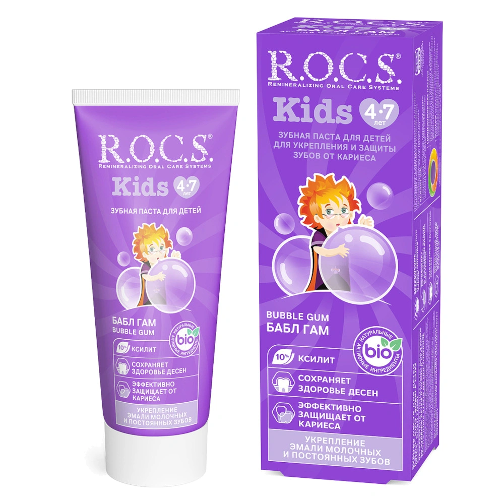 Зубная паста ROCS r o c s зубная паста без фтора для детей фруктовый рожок kids 45