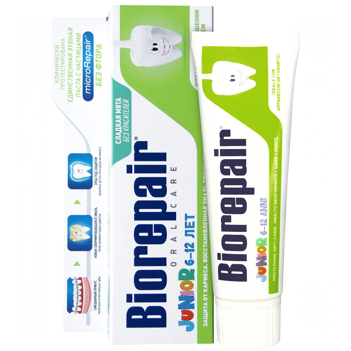 Зубная паста Biorepair Junior со вкусом мяты от 6 до 12 лет зубная паста biorepair junior со вкусом мяты от 6 до 12 лет