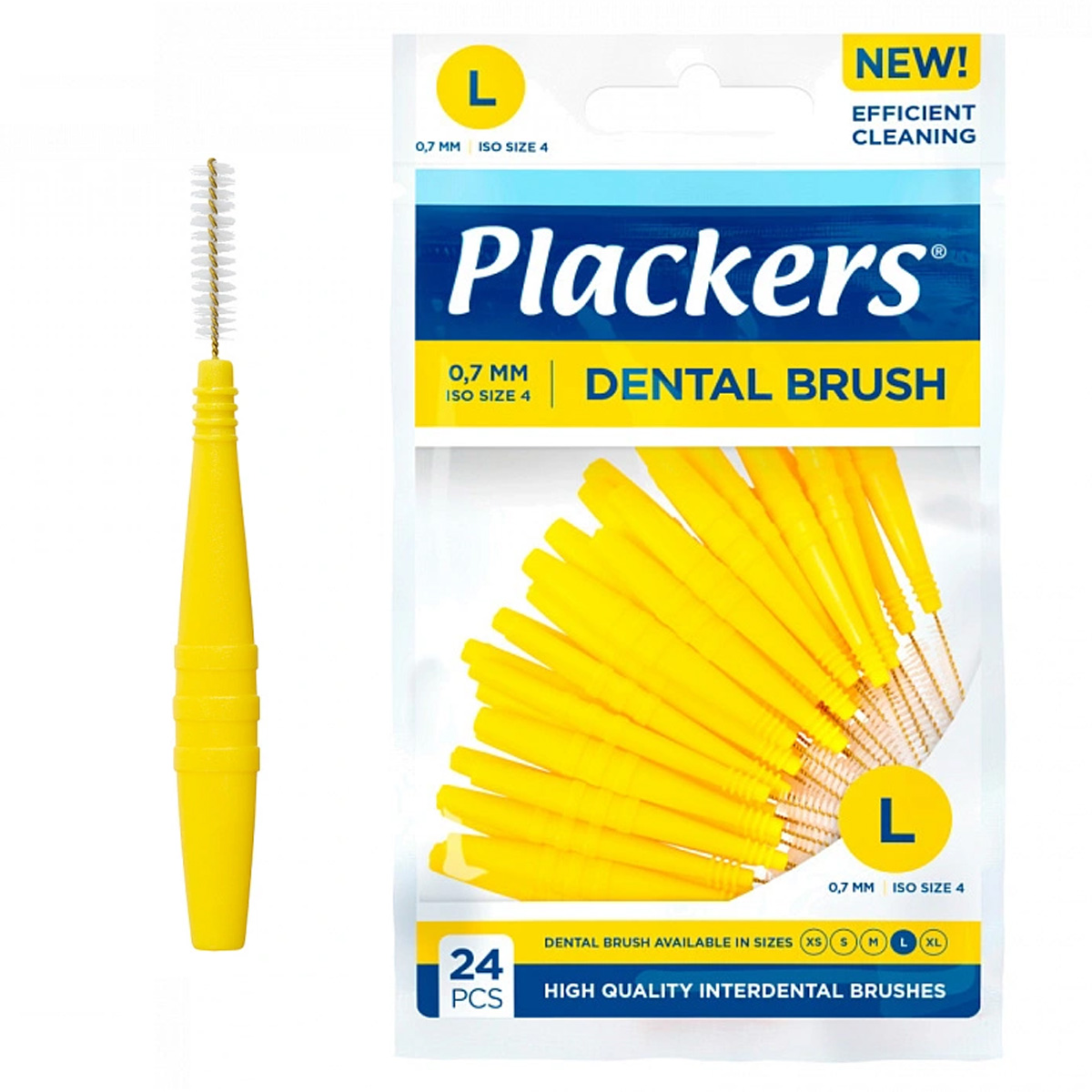 Межзубный ершик Plackers Dental Brush (0,7) желтые