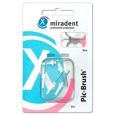 Сменные ёршики Miradent Pic-Brush Белые (0,6 мм), 6 шт - изображение 1