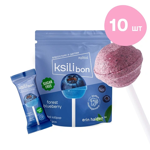 Леденец на палочке Ksilibon Lollipop Голубика, 10 шт. - изображение 1