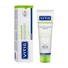 Зубная паста Vitis Orthodontic со вкусом яблока и мяты, 100 мл