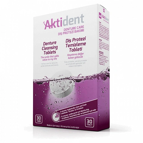 Таблетки для очищения зубных протезов Aktident, (30шт) - изображение 1