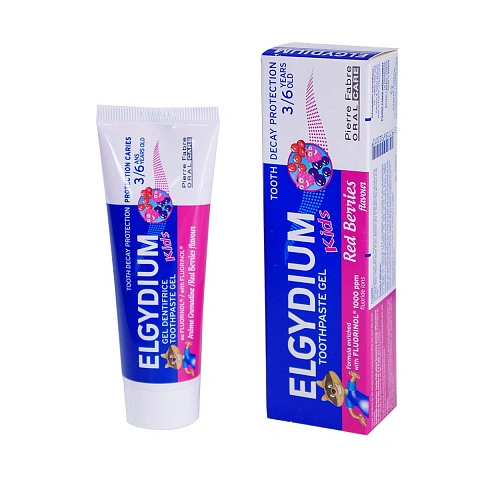 Зубная паста-гель Эльгидиум Kids от кариеса со вкусом красных ягод (от 3 до 6 лет), 50 мл - изображение 1
