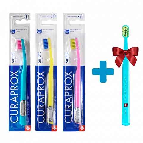 Набор 3+1 детских зубных щёток Curaprox 7600 Smart - изображение 1