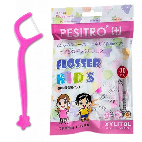 Детская зубная нить с держателем Pesitro Flosser Kids, 30 шт - изображение 1