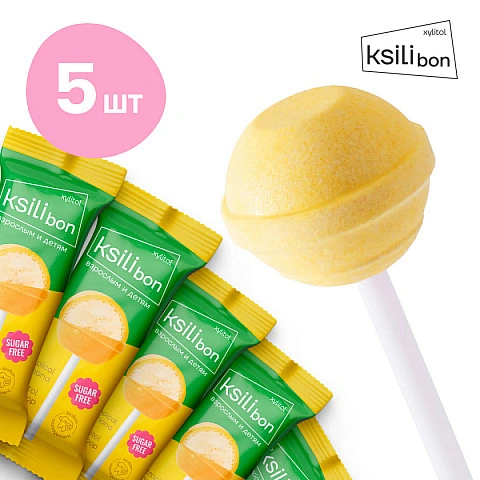 Леденец на палочке Ksilibon Lollipop Банан, 5 шт. - изображение 1