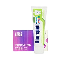 Набор из пасты Biorepair Junior Мята 75 мл + Таблетки Plack Test Indicator Tabs 12 шт.