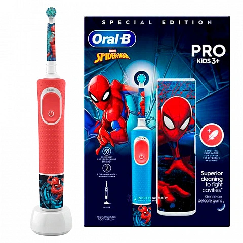 Электрическая зубная щетка Oral-B Vitality Kids D103 Spiderman + чехол - изображение 1