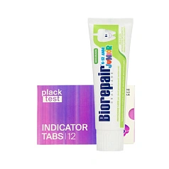 Набор из пасты Biorepair Junior Мята 75 мл + Таблетки Plack Test Indicator Tabs 12 шт.
