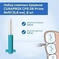 Сменные ёршики Curaprox CPS 06 Prime Refill (0,6 мм), 8 шт - изображение 2
