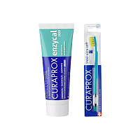 Набор Curaprox: Зубная паста Enzycal 1450 + Зубная щетка 5460 Ultra Soft - изображение 1
