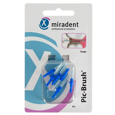Сменные ёршики Miradent Pic-Brush Голубые (0,8 мм), 6 шт - изображение 1