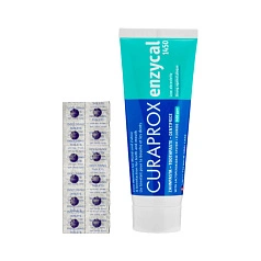 Набор из пасты Curaprox Enzycal 1450 + Таблетки для индикации Curaprox PCA 223 10 шт.