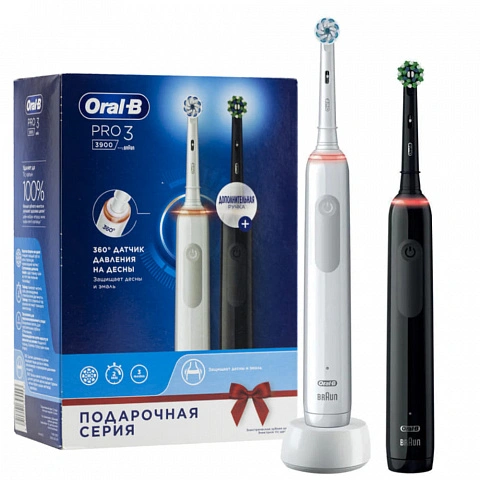 Набор из двух электрических зубных щеток Oral-B Pro 3 3900 Duo D505.523.3H - изображение 1