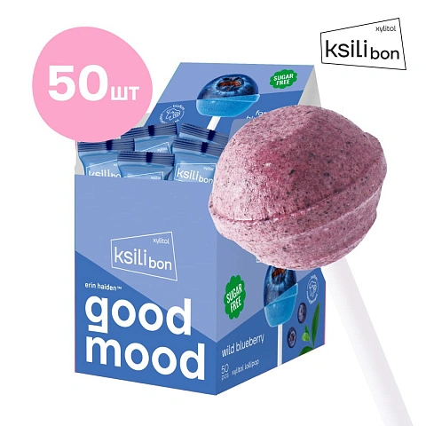 Леденец на палочке Ksilibon Lollipop Голубика, 50 шт. - изображение 1