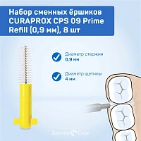 Сменные ёршики Curaprox CPS 09 Prime Refill (0,9 мм), 8 шт - изображение 2