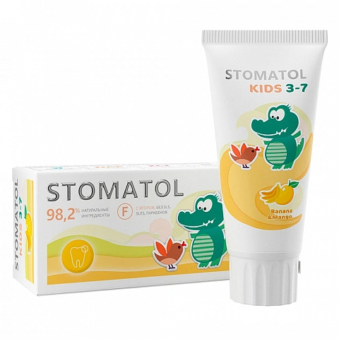 Зубная паста Stomatol Banana-mango (3-7 лет), 50 г - изображение 1