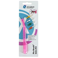 Набор ёршиков с держателем Miradent Pic-Brush Intro Kit (0,5-0,7 мм), 4 шт