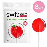 Леденец на палочке Swit Ksilit by Revyline Клубника с витамином С, 8 шт - изображение 1