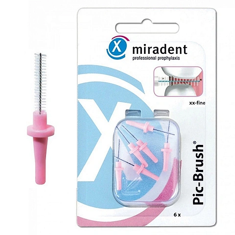 Сменные ёршики Miradent Pic Brush Розовые (0,5 мм), 6 шт - изображение 1