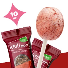 Леденец на палочке Ksilibon Bio Lollipop Черри кола, 10 шт