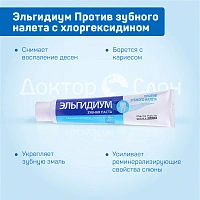 Зубная паста Elgydium Pierre Fabre Против зубного налета, хлоргексидин 0,004% 75 мл