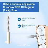 Сменные ёршики Curaprox CPS 10 Regular (1 мм), 5 шт - изображение 2