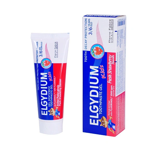 Зубная паста-гель Эльгидиум Kids от кариеса со вкусом свежей клубники (от 3 до 6 лет), 50 мл - изображение 1