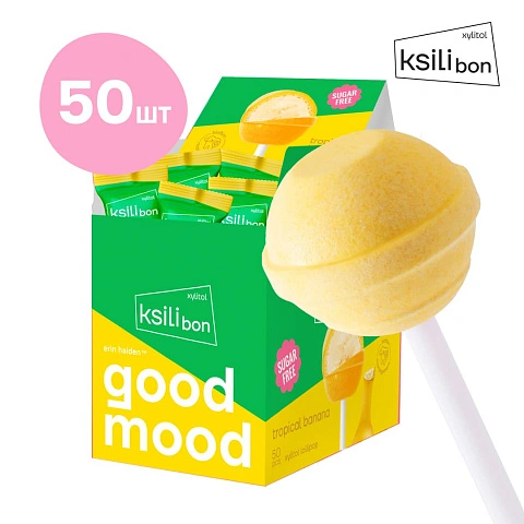 Леденец на палочке Ksilibon Lollipop Банан, 50 шт. - изображение 1