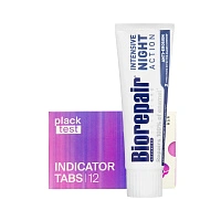 Набор из пасты Biorepair Night Repair, 75мл + Таблетки Plack Test Indicator Tabs 12 шт.