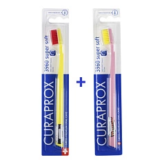 Набор из 2 щёток Curaprox 3960 Super Soft Желтая/ Розовая
