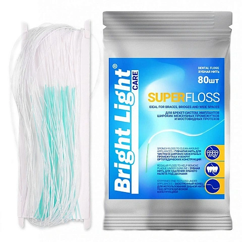 Зубная нить Bright light superfloss (80 штук) - изображение 1
